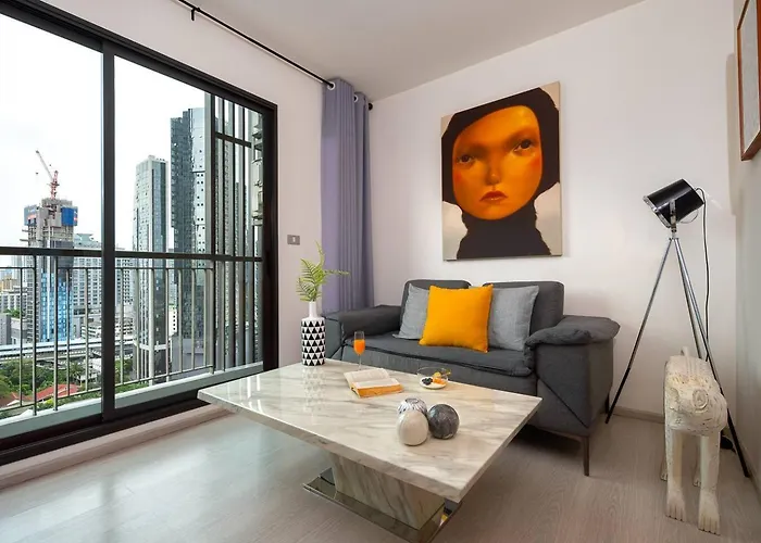 Luxury Art Downtown Metro Bangkok-kitchen-living *